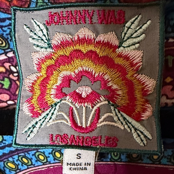 Johnny Was Black & Vibrant Floral V-Neck Blouse - Picture 5 of 8